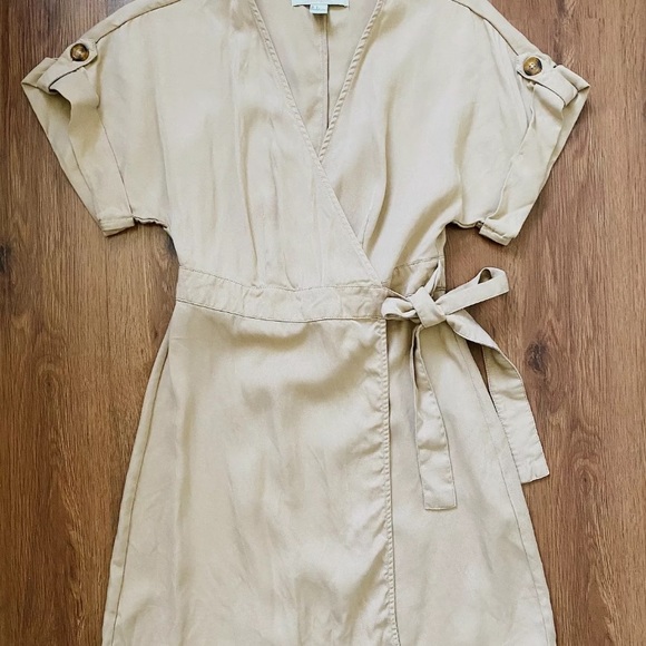 Tan Trench Dress Vintage Style Womens Boutique New Bohomian Boho - Picture 2 of 6